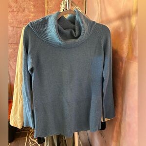 Elegant Cowl Neck Blue Sweater